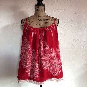 🌷CAbi🌷 Camisole Red/White Adjustable Straps